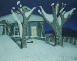 Зима, деревня. Лунная ночь