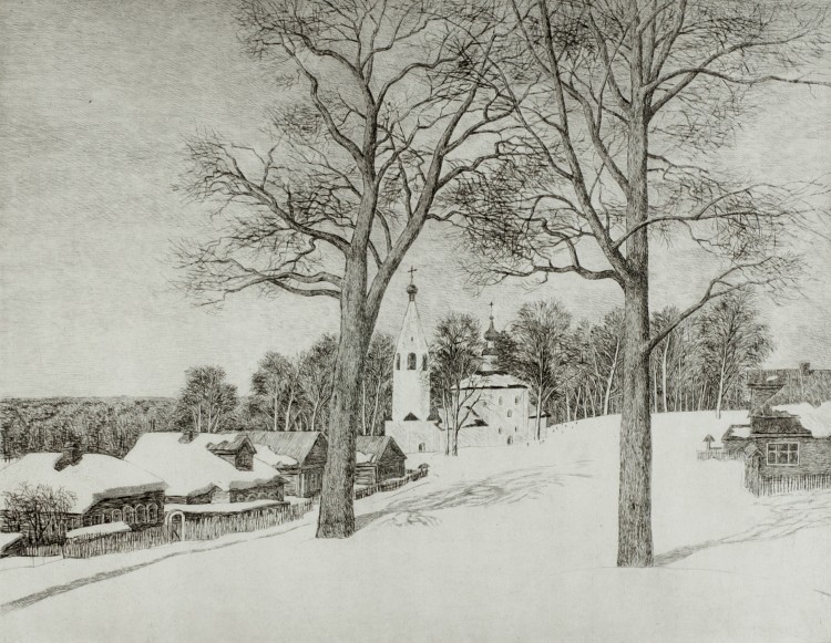 Село Любец зимой