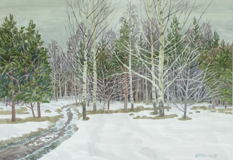 Зимний лес » Картина акварелью » Галерея